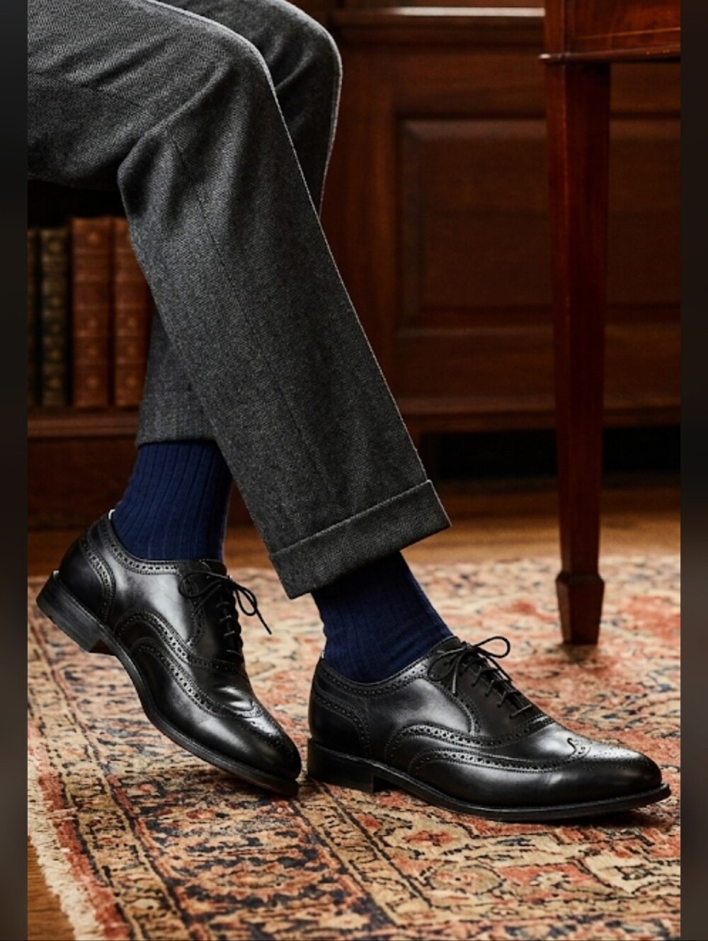 Allen Edmonds Chester Black Wingtip Oxfords 10 E Old Money Preppy
